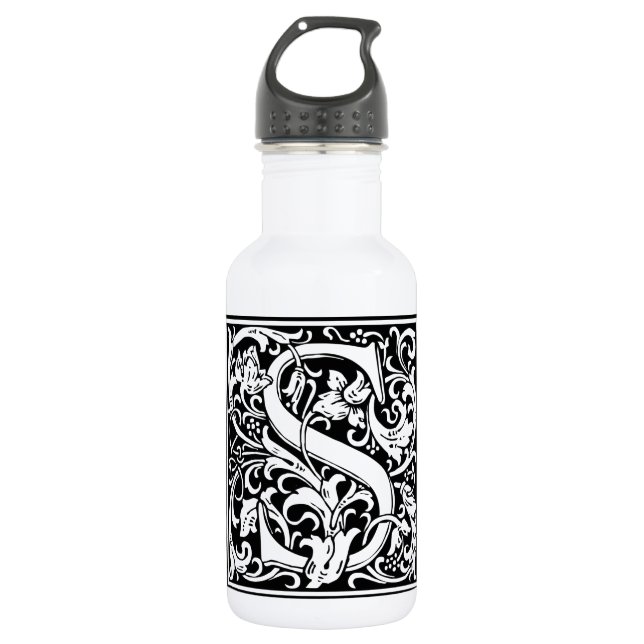 Bouteille D'eau Lettre S Monogramme médiéval Art Nouveau (Devant)