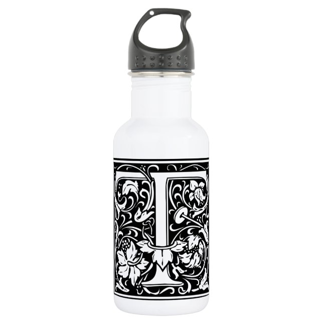 Bouteille D'eau Lettre T Monogramme médiéval Art Nouveau (Devant)