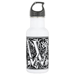 Bouteille D'eau Lettre W Monogramme médiéval Art Nouveau