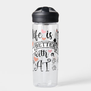 Bouteille D'eau Life is Better With a Cat quote slogan