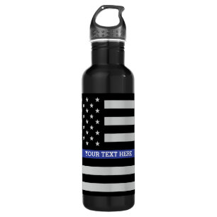 Bouteille D'eau Ligne bleue mince - Drapeau américain personnalisé