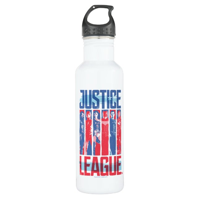 Bouteille D'eau Ligue de Justice | Blue & Red Group Pop Art (Devant)