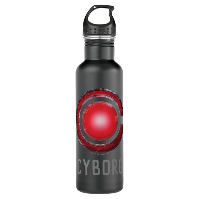 Bouteille D'eau Ligue de Justice | Symbole Cyborg brillant (Devant)