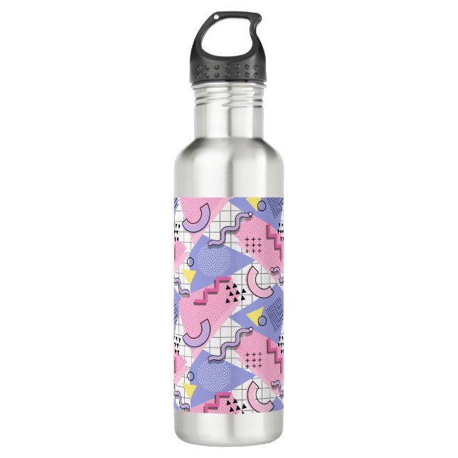 Bouteille D'eau Lilac rose actif des années 80 Memphis (Devant)