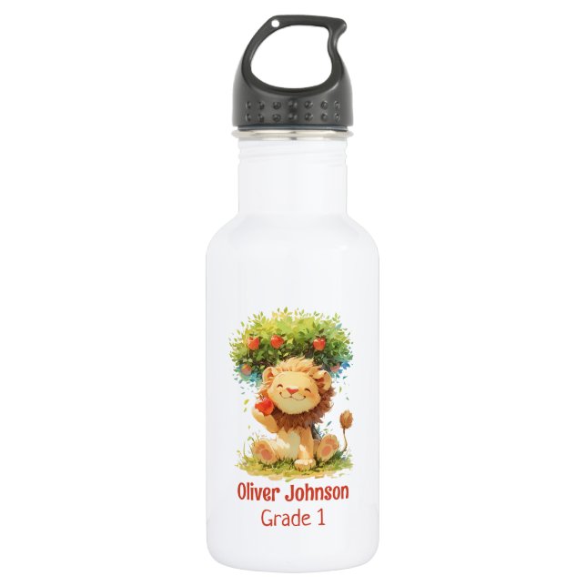 Bouteille D'eau Lion Souriant Assis Sous Un Pommier Enfants (Devant)