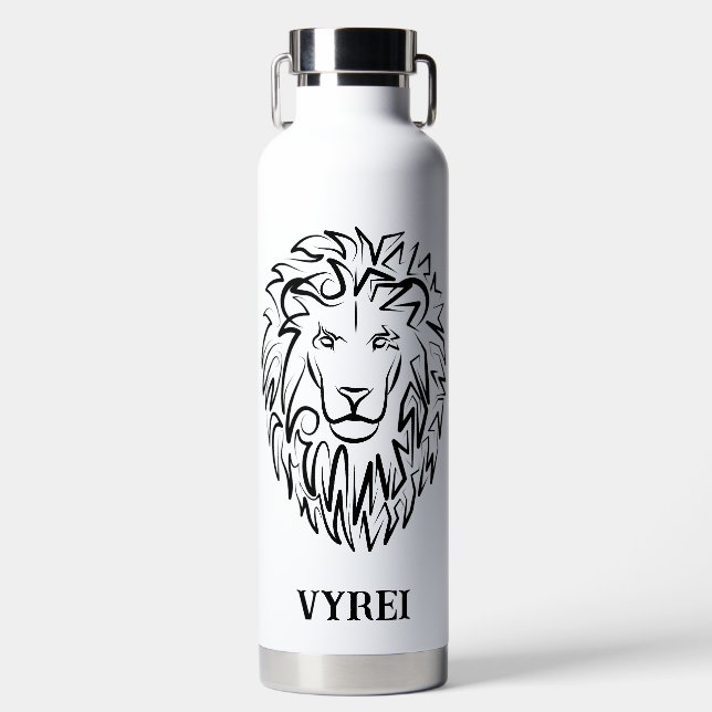 Bouteille D'eau Lion tribal noir et blanc (Avant)