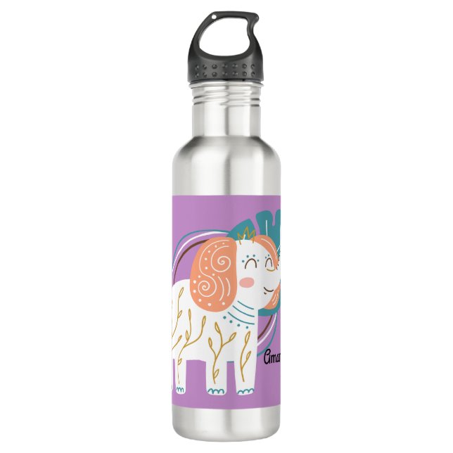 Bouteille D'eau Little Elephant Boho Nom personnalisé (Devant)