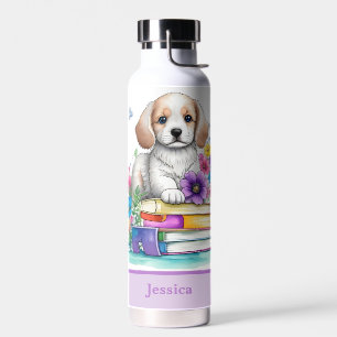 Bouteille D'eau Livres de fille mignonne et fleurs de printemps