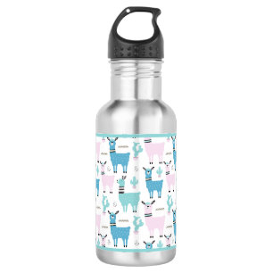 Bouteille D'eau Llama Alapaca animal bleu rose animaux