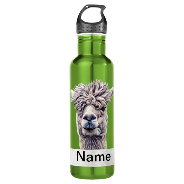 Bouteille D'eau Llama Art Nom personnalisé Couleur (Devant)