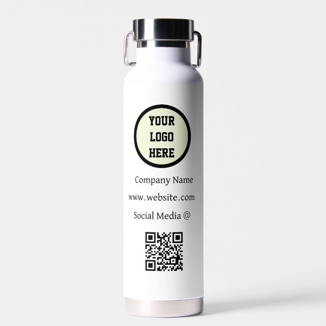 Bouteille D'eau Logo de code QR Entreprise Black Business Entrepri (Avant)