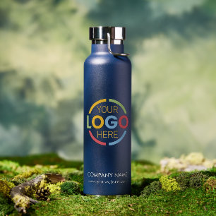 Bouteille D'eau Logo d'entreprise minimaliste moderne Navy Blue Co