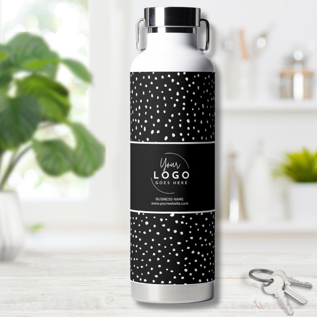 Bouteille D'eau Logo d'entreprise noir blanc (Black White Business Logo Water Bottle)