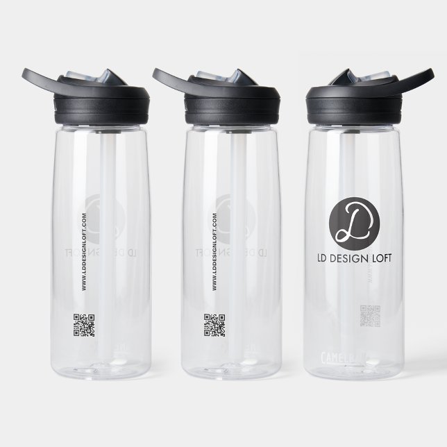 Bouteille D'eau Logo d'entreprise simple site Web de code QR Custo (Branded clear water bottle, corporate gifts.)