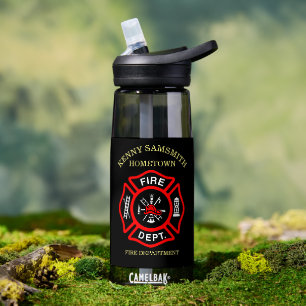 Bouteille D'eau Logo du service d'incendie Badge noir et rouge2