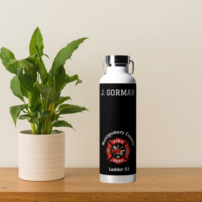 Bouteille D'eau Logo du service d'incendie rouge et noir Personnal (Créateur téléchargé)