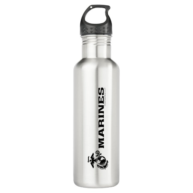 Bouteille D'eau Logo en noir empilé USMC (Devant)