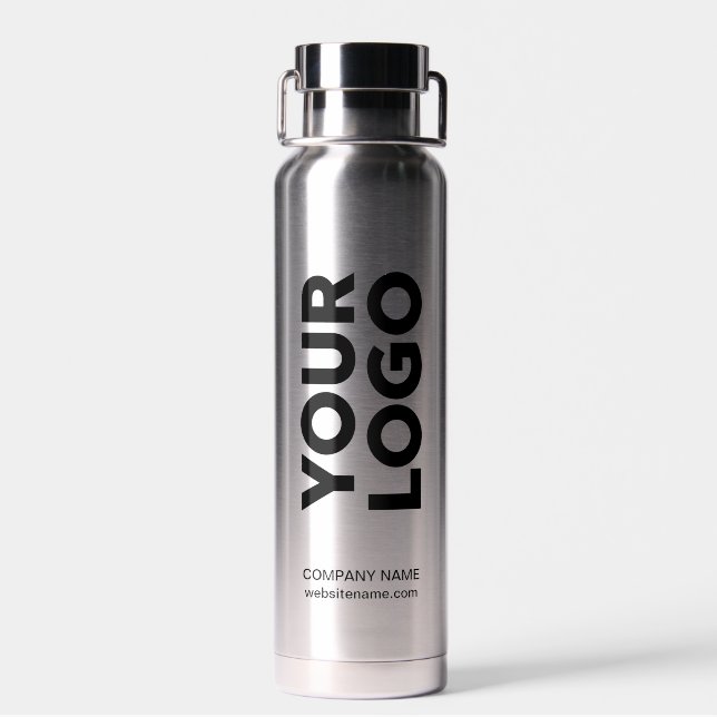 Bouteille D'eau Logo et texte personnalisés sur 2 côtés Argent (Arrière)