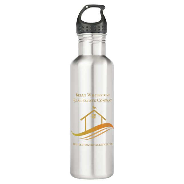 Bouteille D'eau Logo Gold de l'entreprise immobilière Realtor pers (Devant)