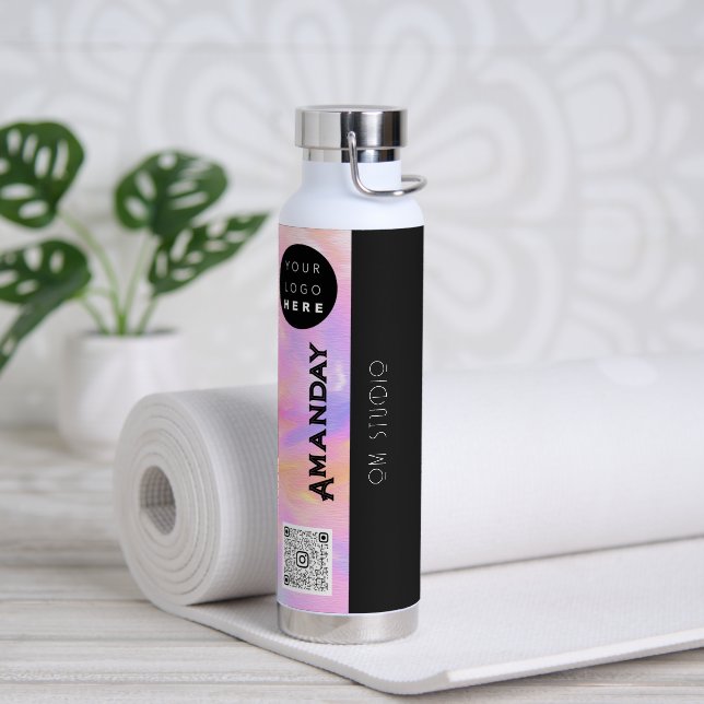 Bouteille D'eau Logo personnalisé Nom du code Qr Holographique ros (Yoga)