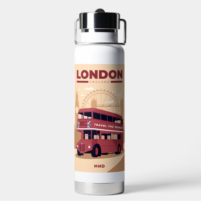 Bouteille D'eau LONDRES Monogramme Personnalisé (Arrière)