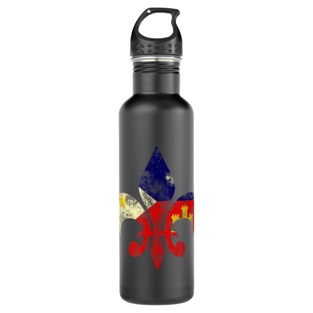 Bouteille D'eau Louisiana Cajun Fier Drapeau Acadiana Distressed F (Devant)