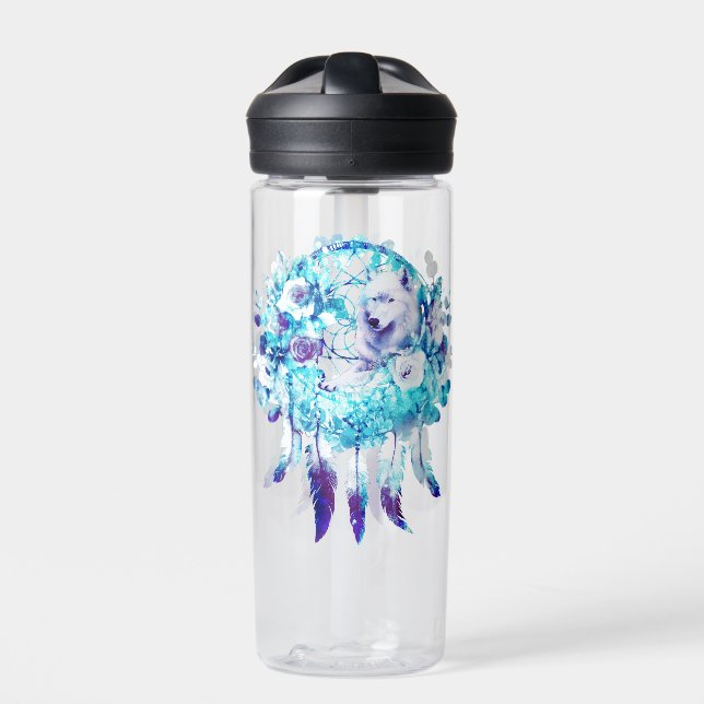 Bouteille D'eau Loup blanc Dreamcatcher bleu violet Floral (Extérieur)
