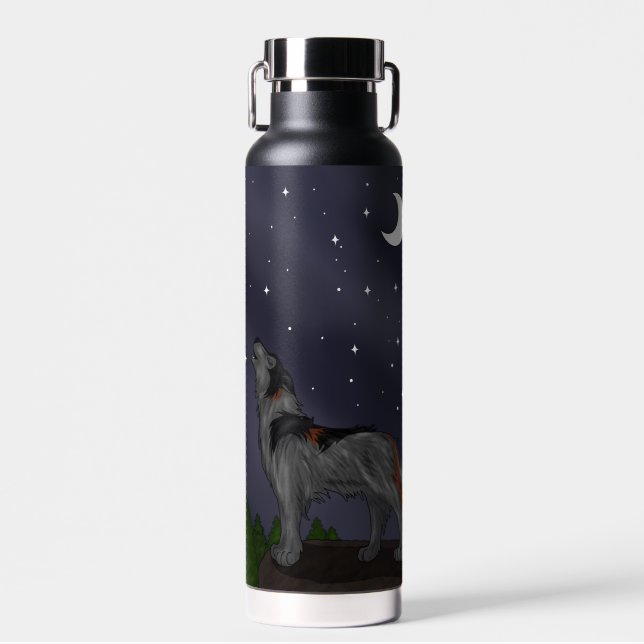 Bouteille D'eau Loup hurlant (gris) (Avant)