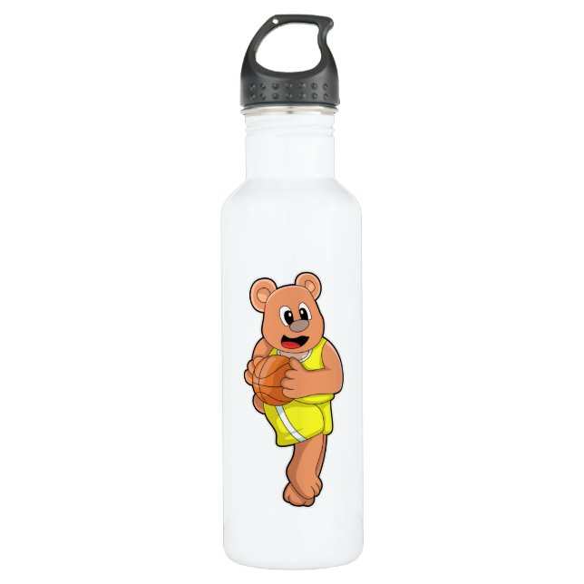 Bouteille D'eau L'ours dans les sports de basket-ball (Devant)