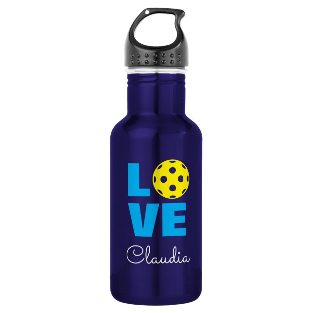 Bouteille D'eau LOVE pickleball water bottle with custom name (Devant)