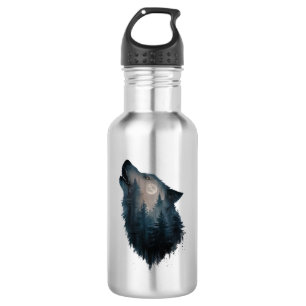 Bouteille D'eau Lune de la forêt de Wolf Howl