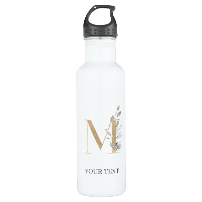 Bouteille D'eau M Monogramme Floral Personnalisé (Devant)