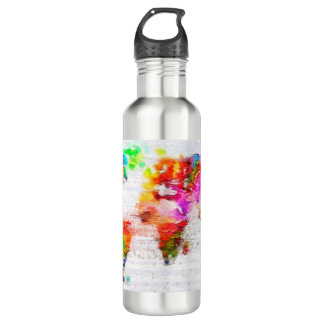 Bouteille D'eau Ma carte du monde de couleur
