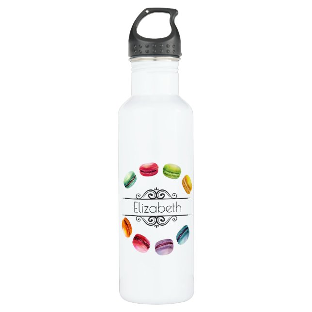 Bouteille D'eau Macarons Dans Un Cercle Personnalisé (Devant)
