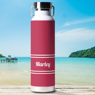 Bouteille D'eau Magenta Rouge moderne minimal Classic Nom