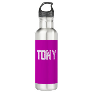 Bouteille D'eau Magenta solide Nom personnalisé Monogramme