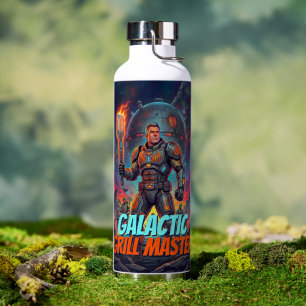 Bouteille D'eau Maître de grill galactique rétro sci-fi art pop co