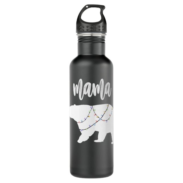 Bouteille D'eau Mama Ours Polaire Chaîne De Lumières Noël (Devant)