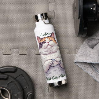 Bouteille D'eau Maman chat poisson mignonne meilleur script person