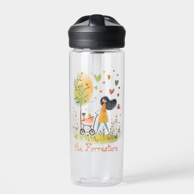 Bouteille D'eau Maman et les jumeaux à la poussette (Extérieur)