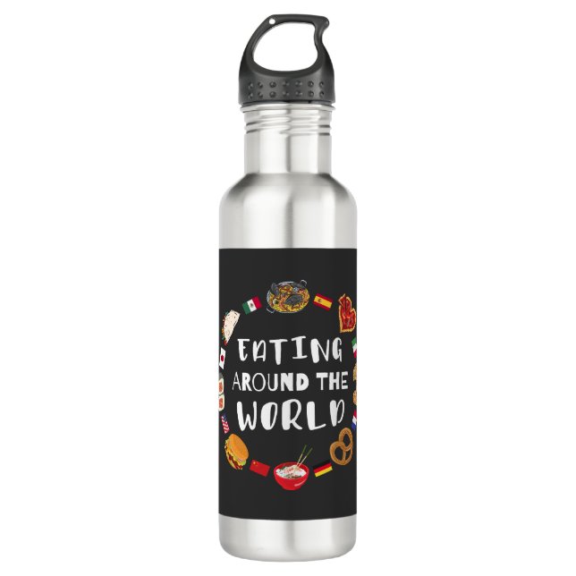 Bouteille D'eau Manger dans le monde entier (Devant)