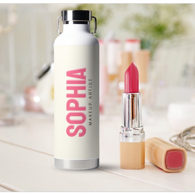 Bouteille D'eau Maquillage personnalisé moderne Nom de l'artiste T (modern personalized makeup artist name water bottle)