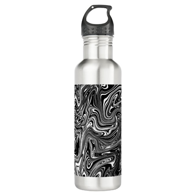 Bouteille D'eau Marbre Abstrait noir et blanc liquide (Devant)