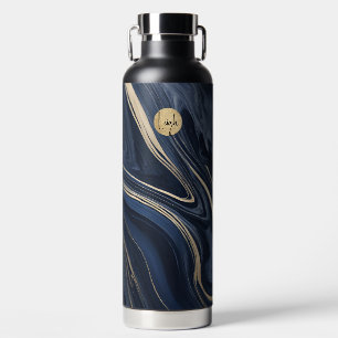 Bouteille D'eau Marbre bleu marine et marbré bronzé Pas de plastiq