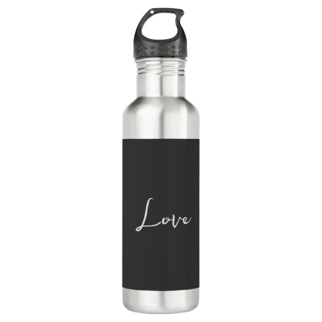 Bouteille D'eau Mariage d'amour Arrière - plan gris élégant (Devant)