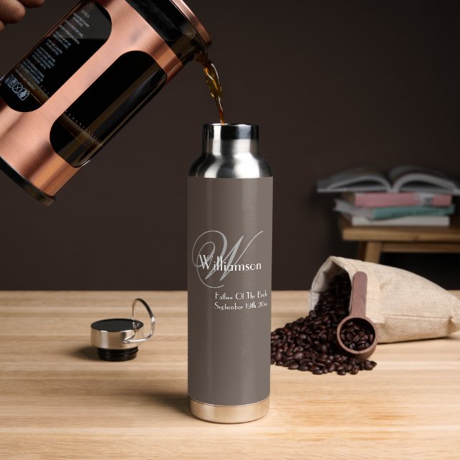 Bouteille D'eau Mariage Père De La Mariée Cadeau Cool Monogramme (Gym)