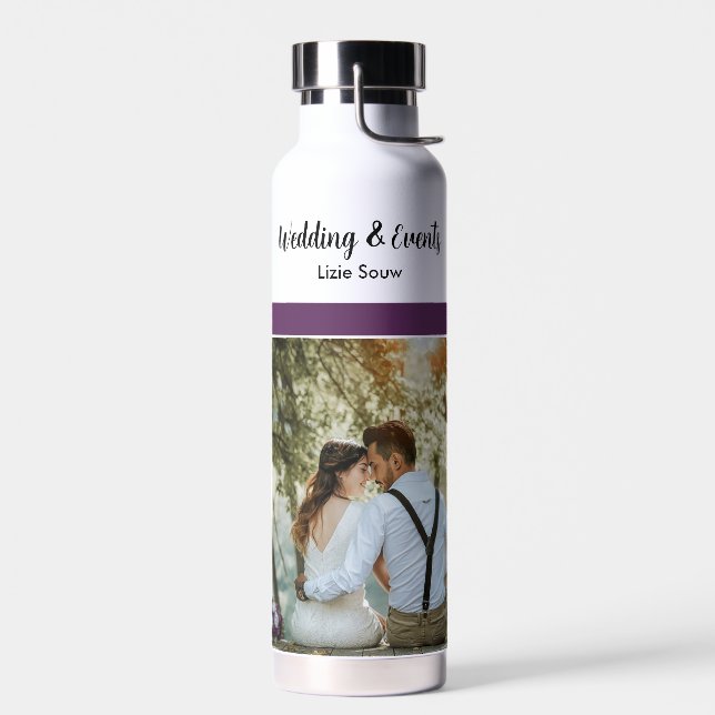 Bouteille D'eau Mariage violet et blanc (Gauche)