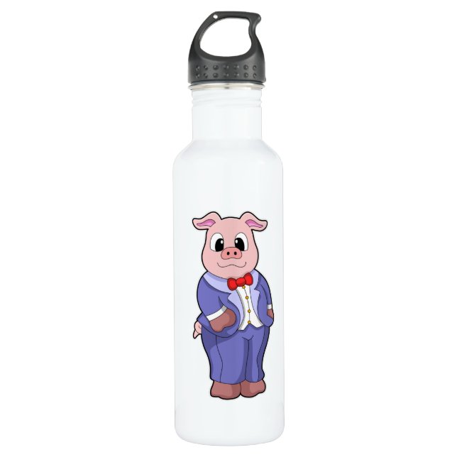 Bouteille D'eau Marié cochon en costume (Devant)
