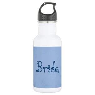 Bouteille D'eau Mariée de parchemin bleu