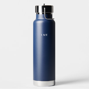 Bouteille D'eau Marine classique avec monogramme blanc